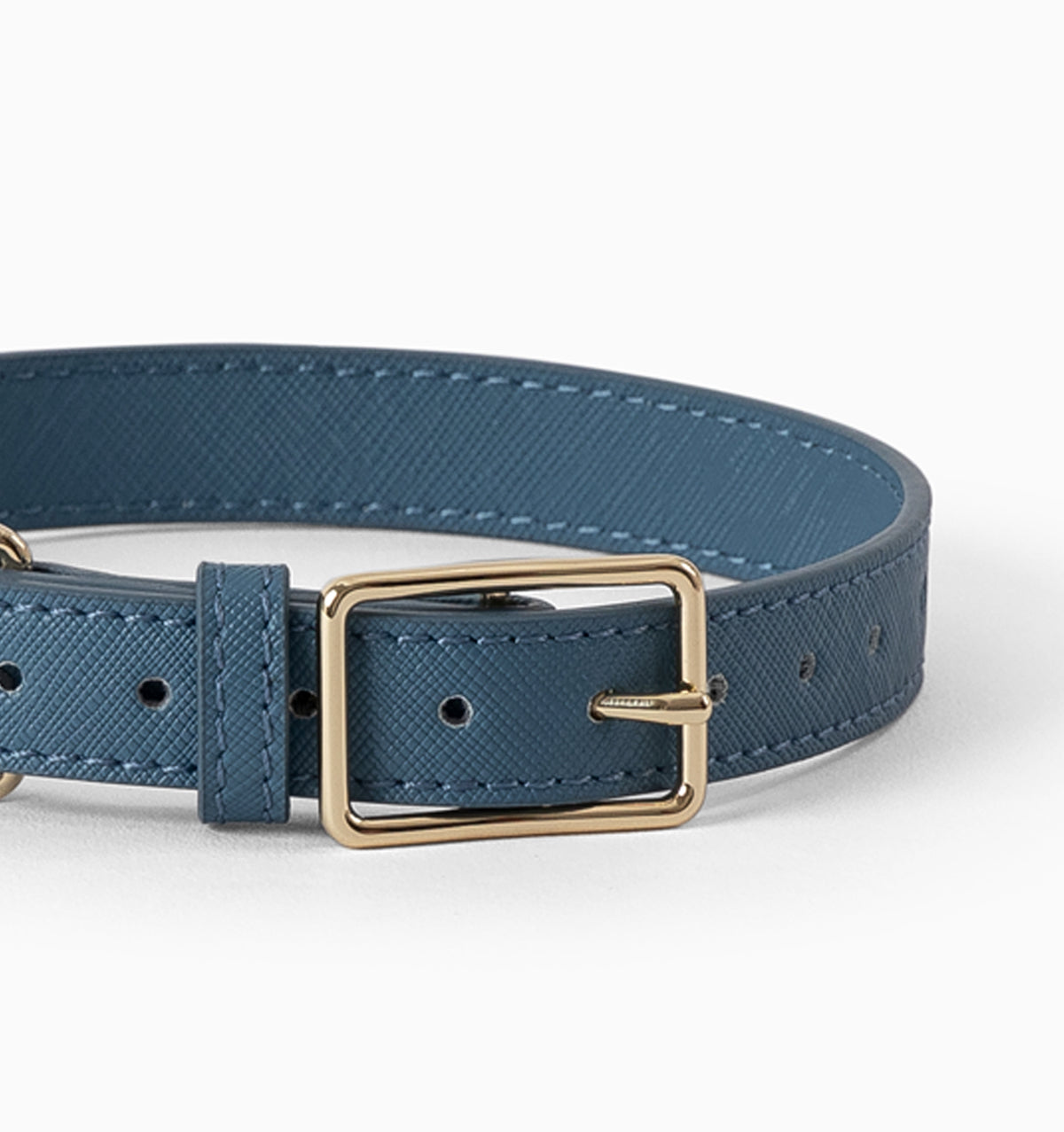 Denim Blue Leather Dog Collar