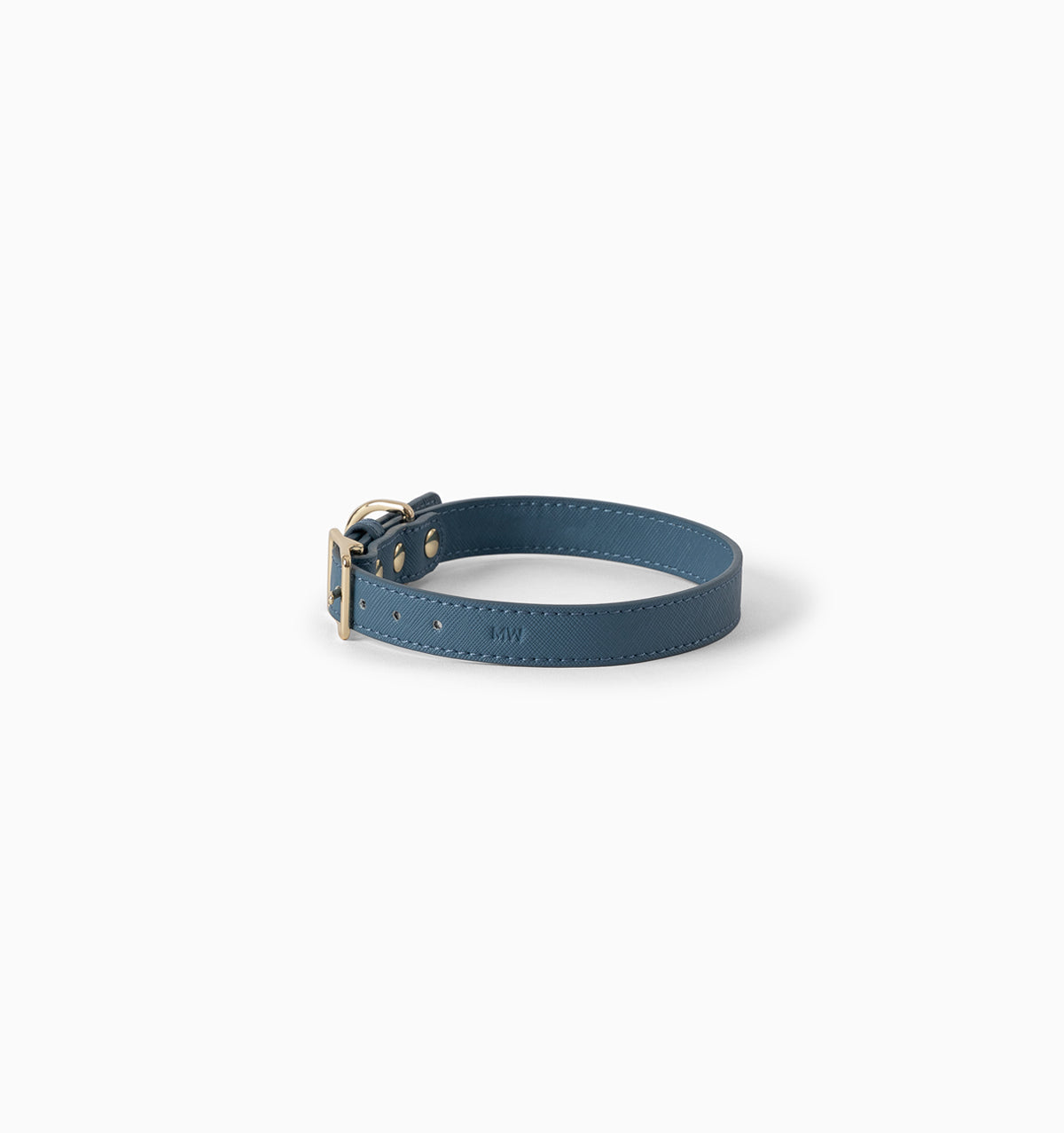 Denim Blue Leather Dog Collar