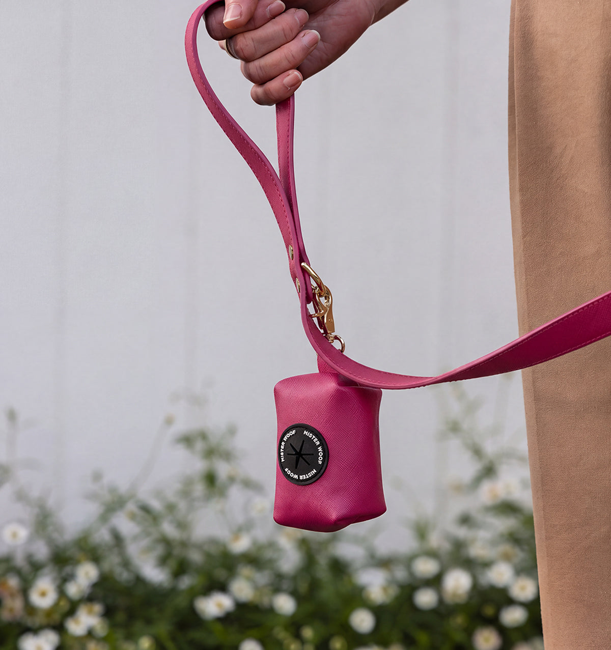 Hot Pink Standard Leather Dog Lead