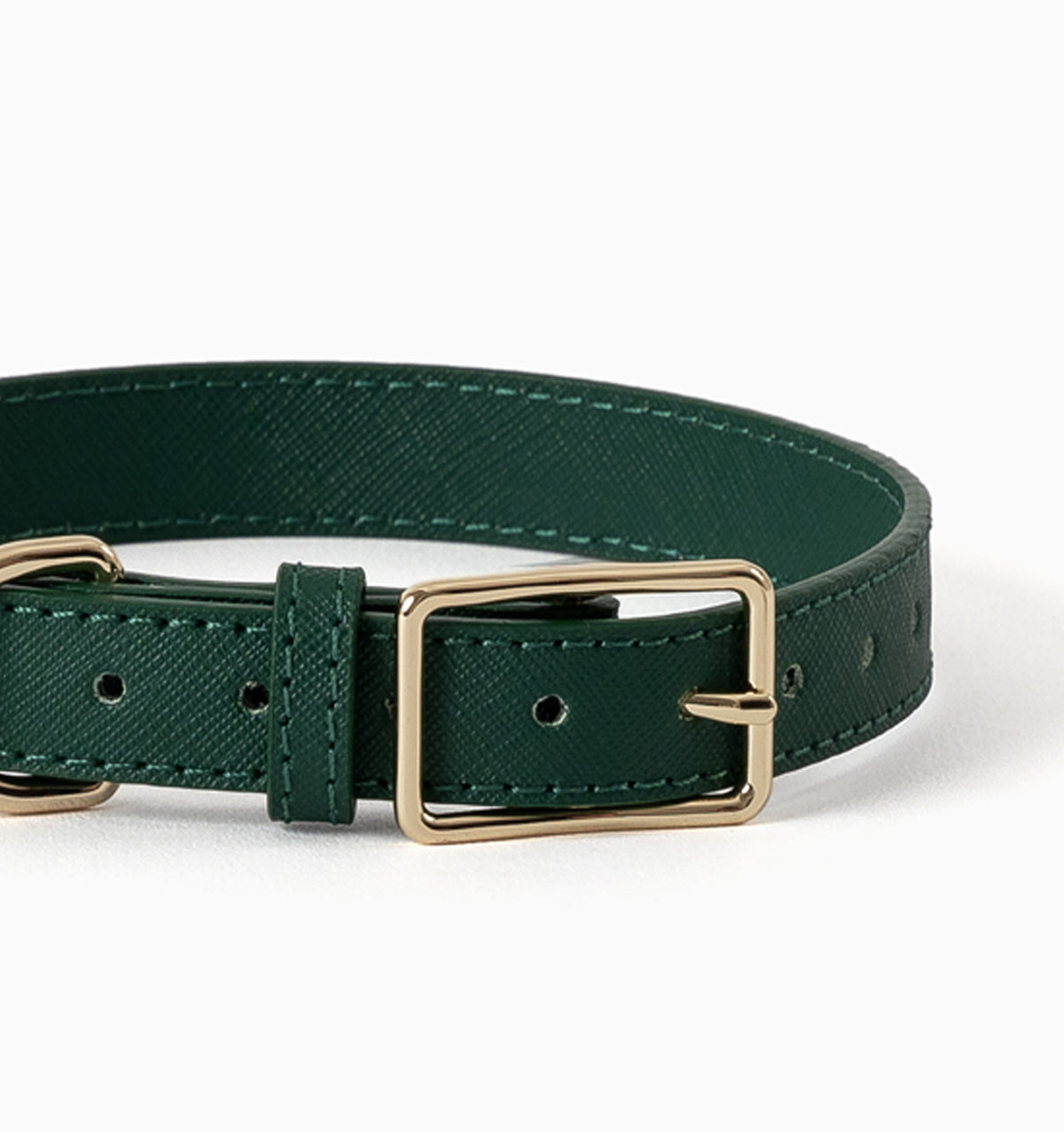 Hunter Green Leather Dog Collar