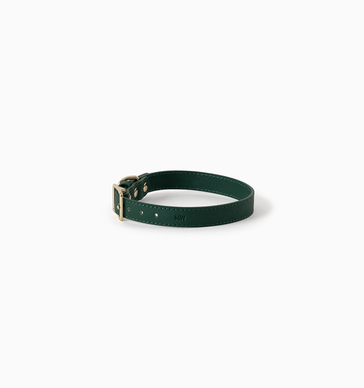 Hunter Green Leather Dog Collar