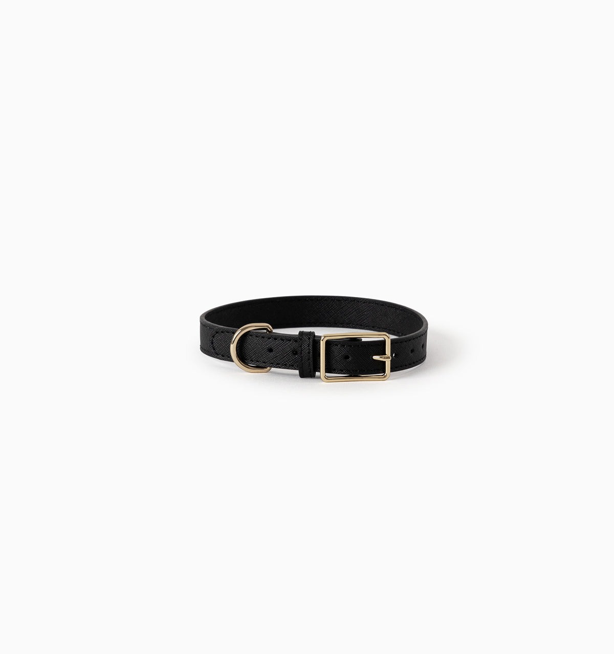 Jet Black Leather Dog Collar
