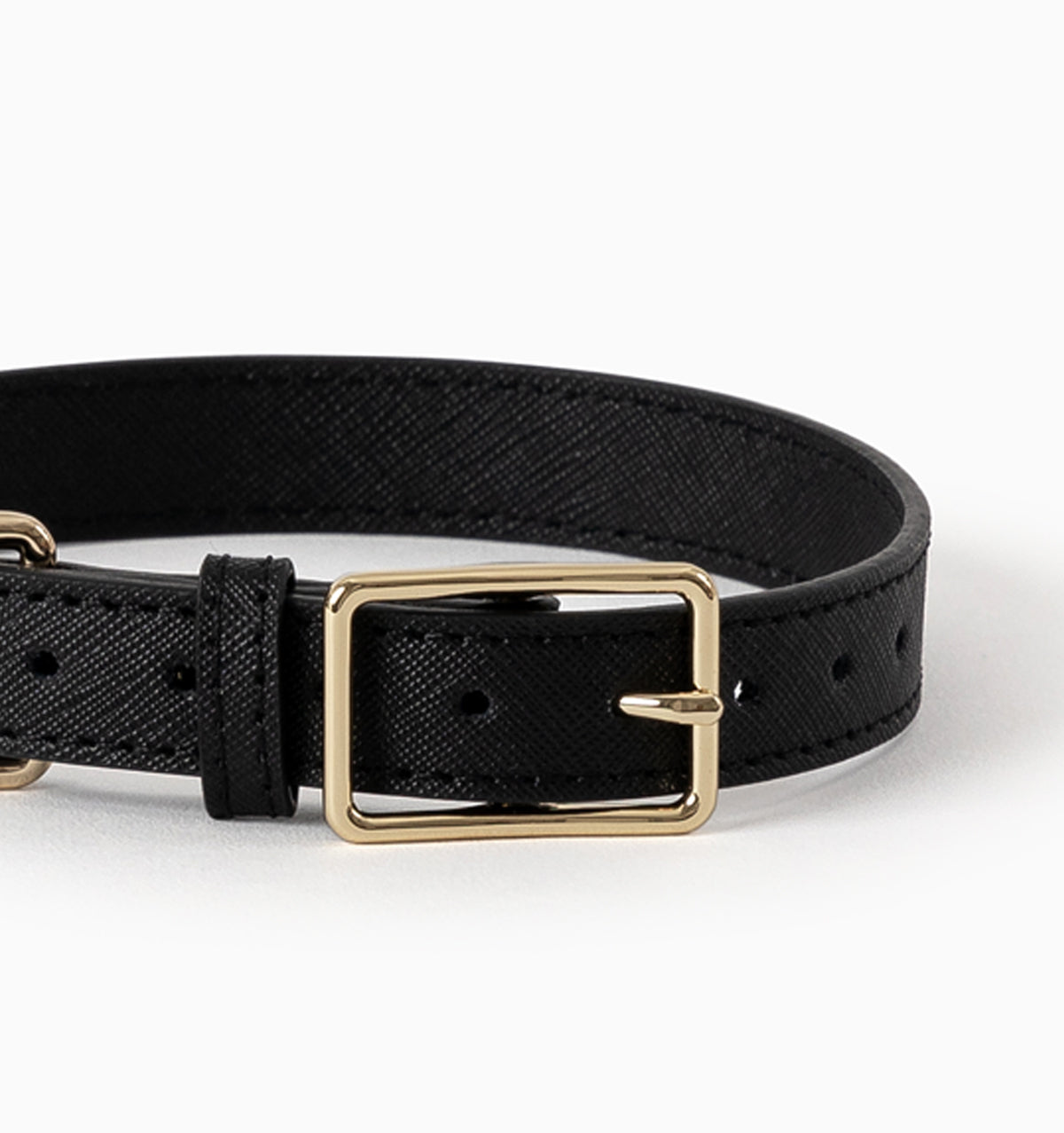 Jet Black Leather Dog Collar