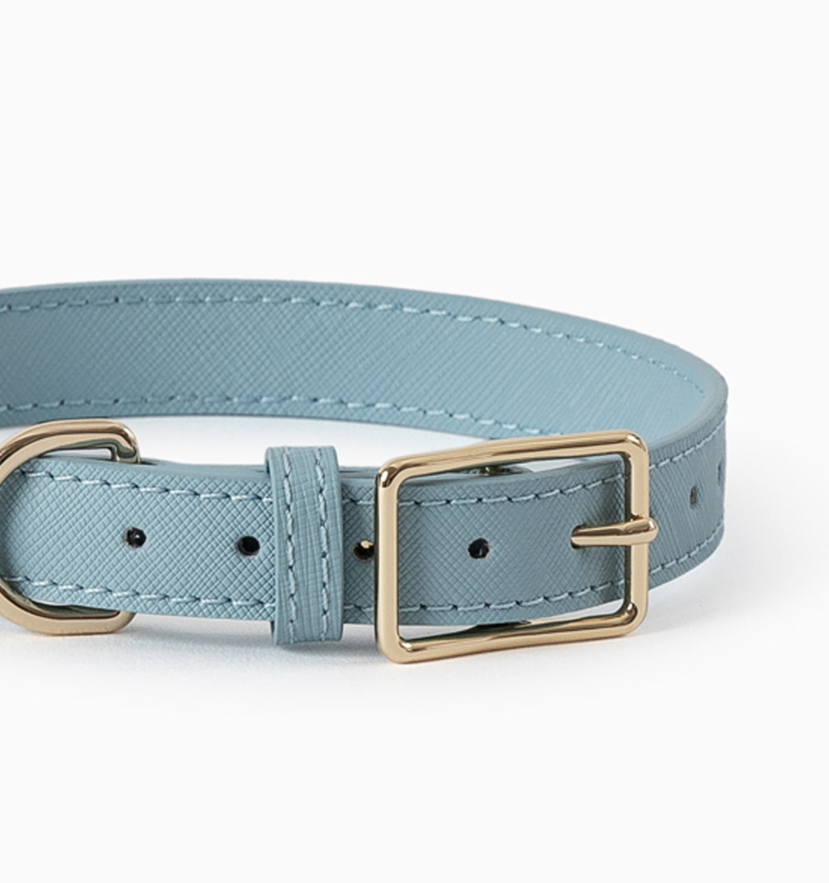 Pale Blue Leather Dog Collar