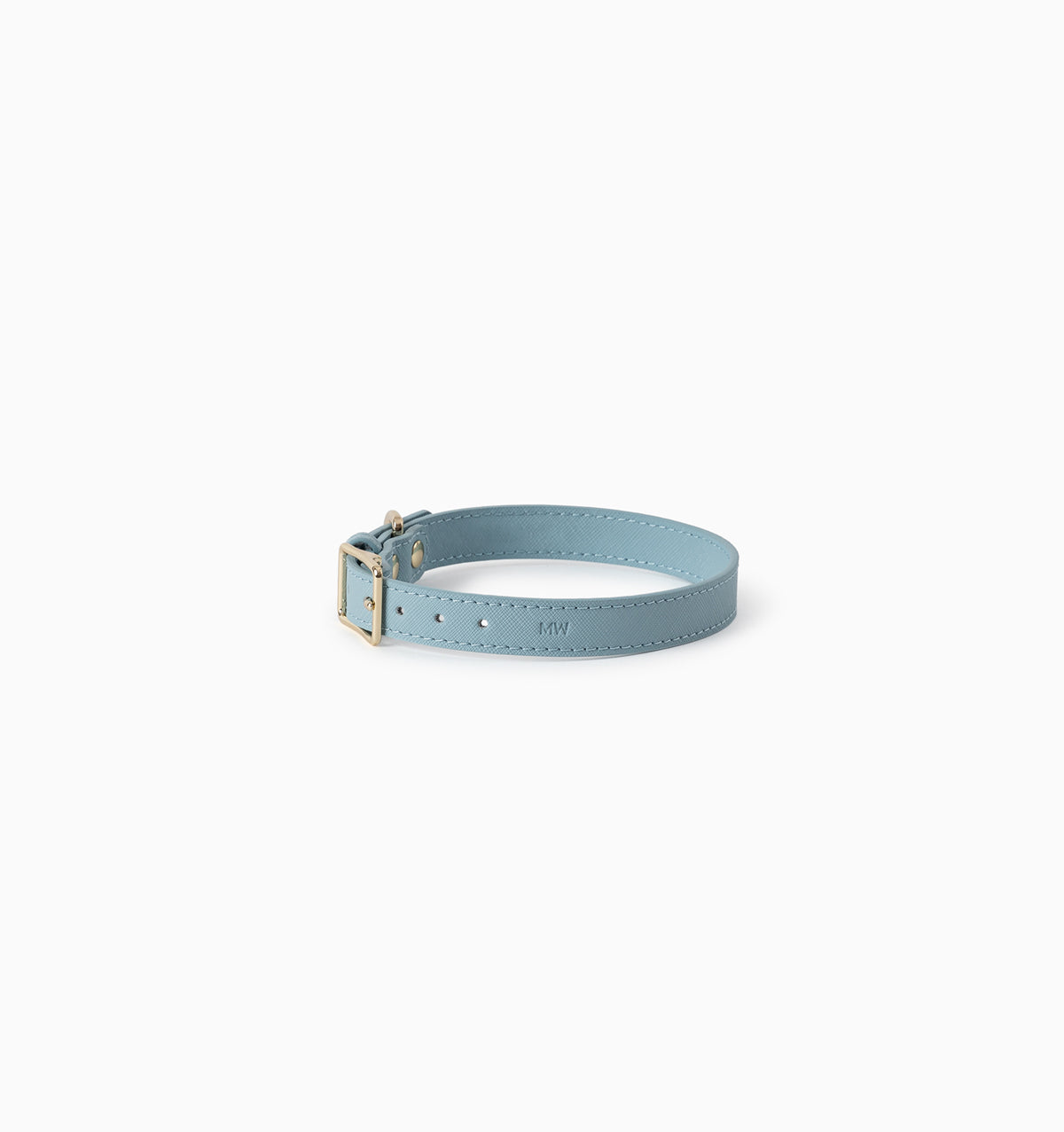 Pale Blue Leather Dog Collar