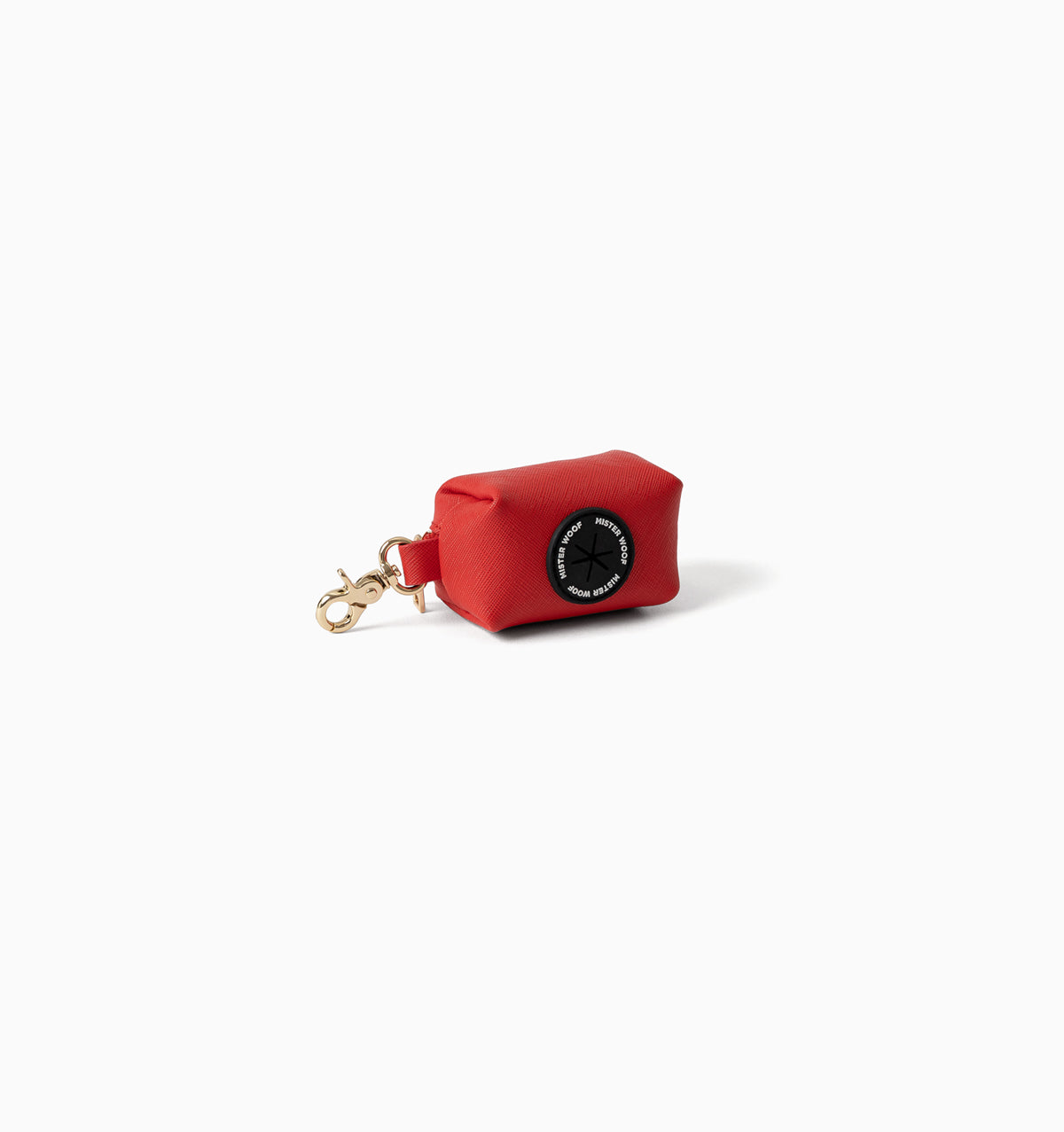 Red Leather Poop Bag Holder
