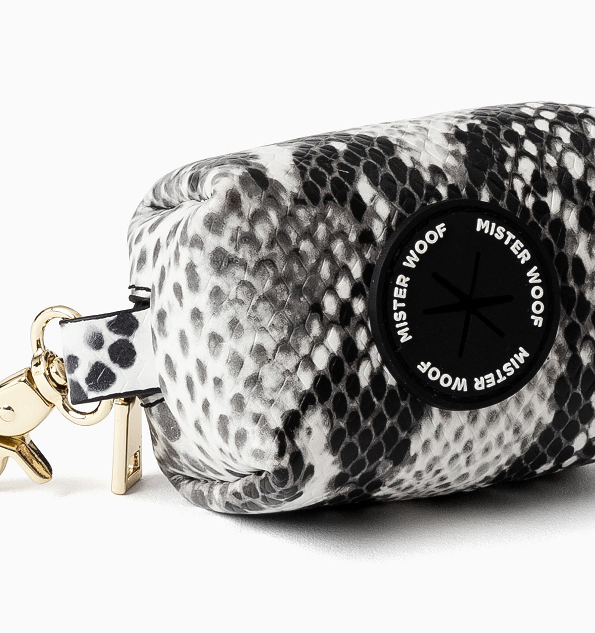 Snakeskin Print Leather Poop Bag Holder