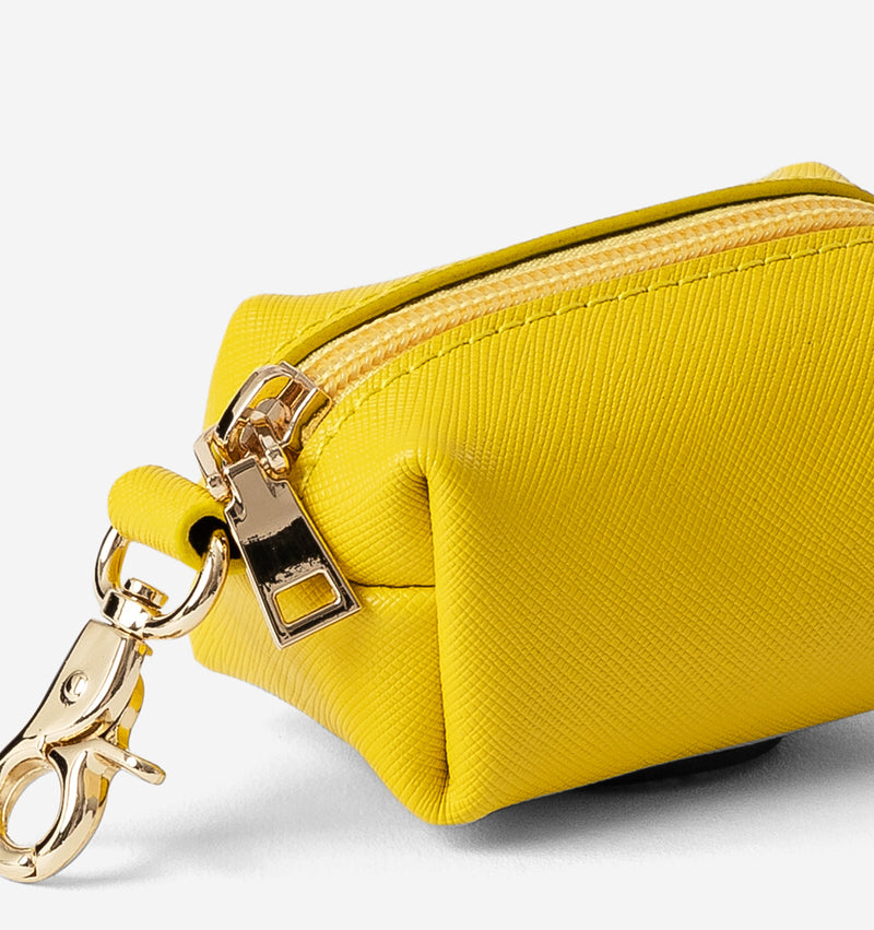 Bright Yellow Leather Poop Bag Holder