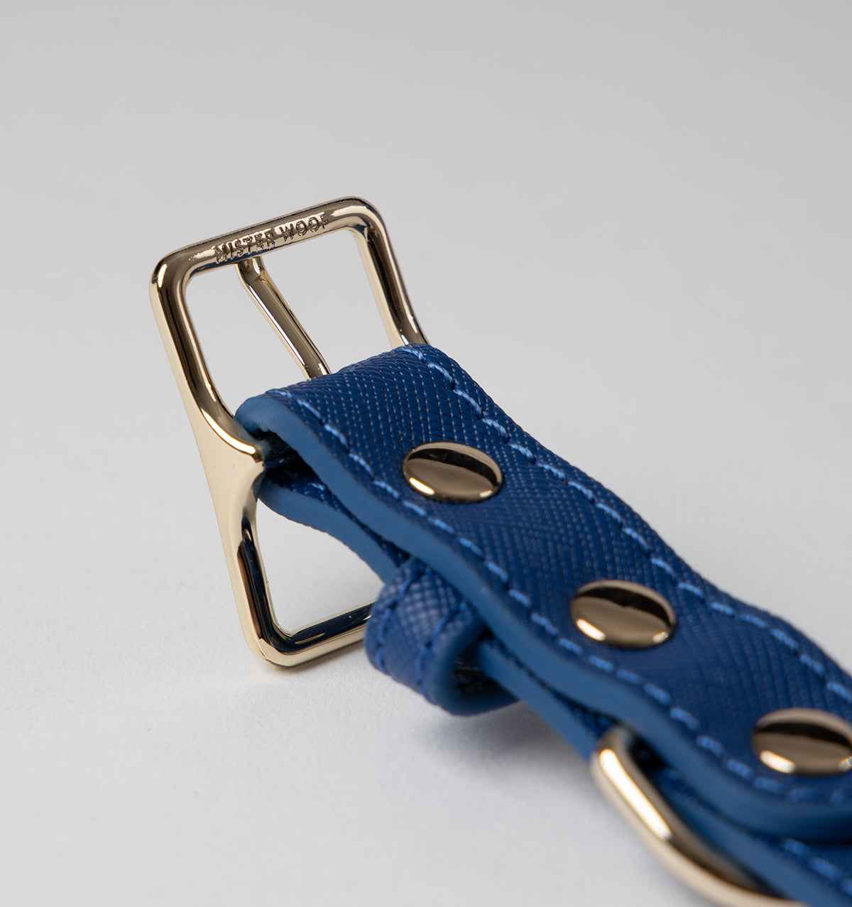 Cobalt Blue Leather Dog Collar