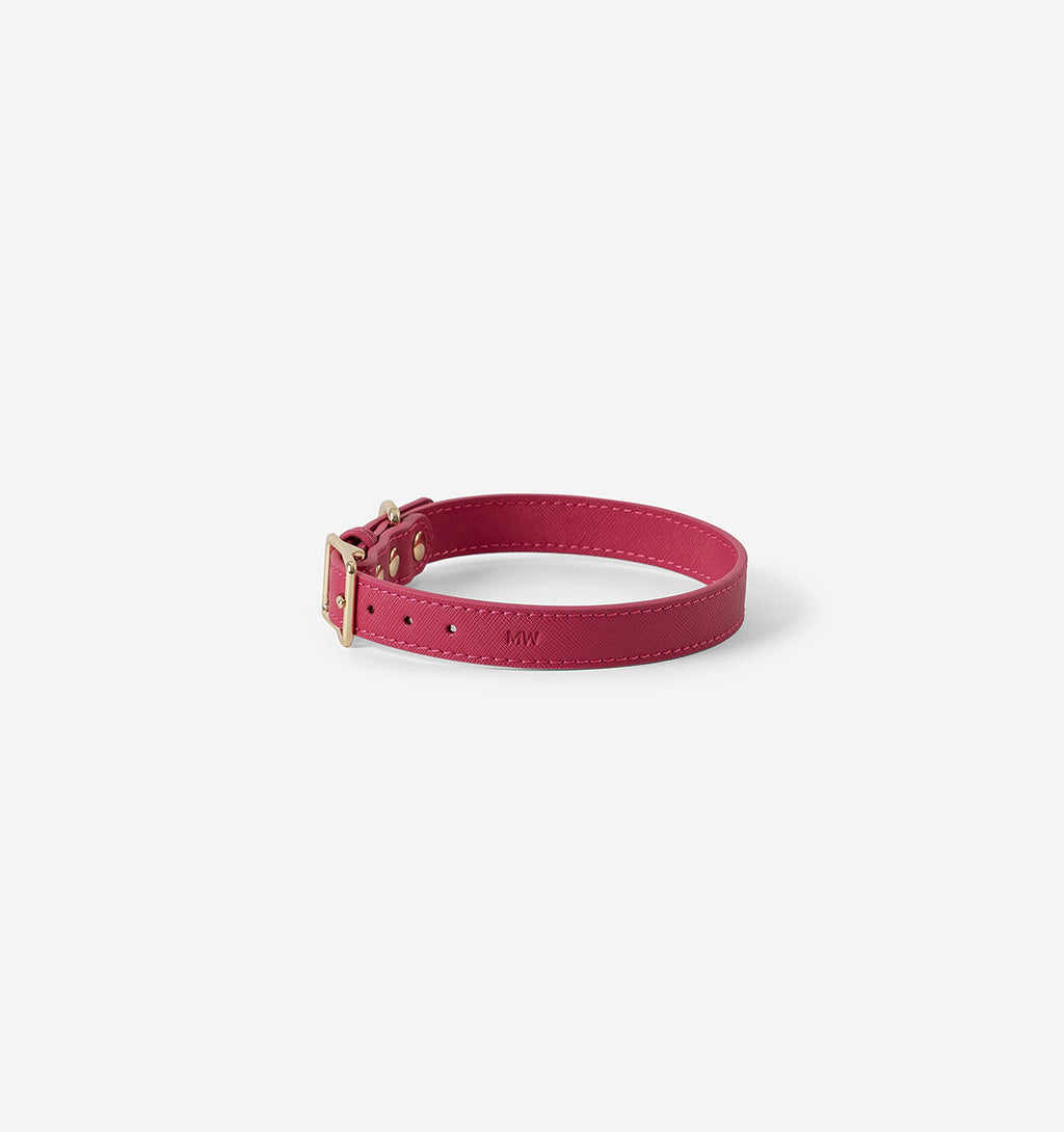 MISTER WOOF, Hot Pink Leather Dog Collar