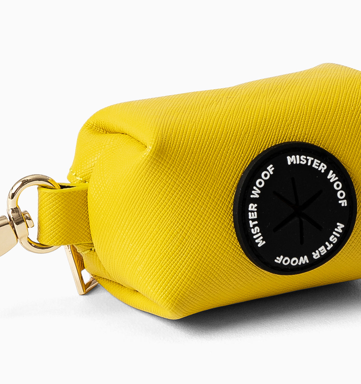 Bright Yellow Leather Poop Bag Holder
