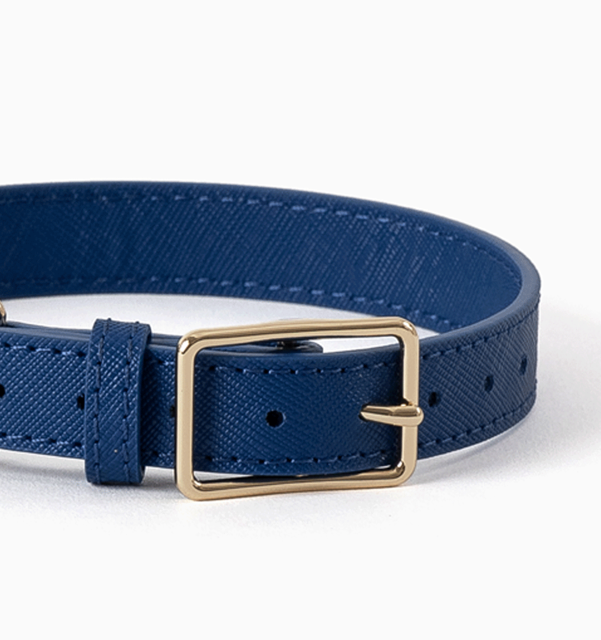 Cobalt Blue Leather Dog Collar