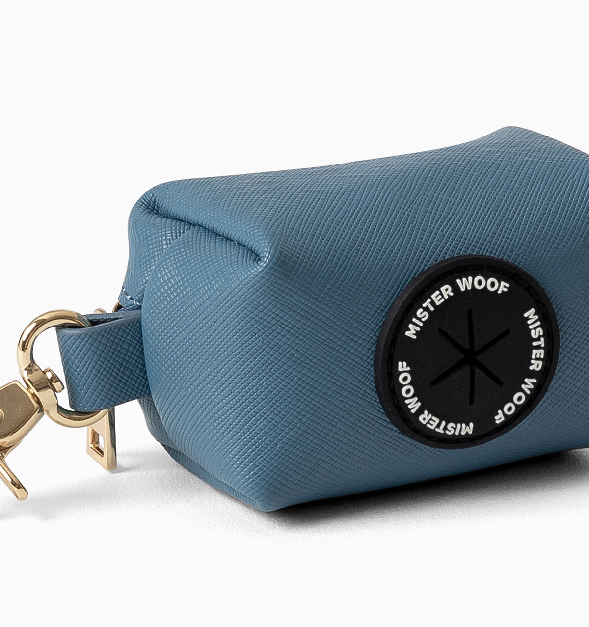 Denim Blue Leather Poop Bag Holder