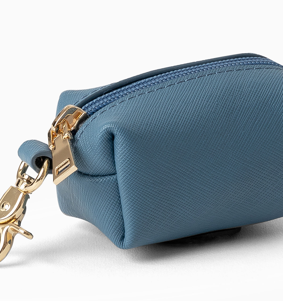Denim Blue Leather Poop Bag Holder