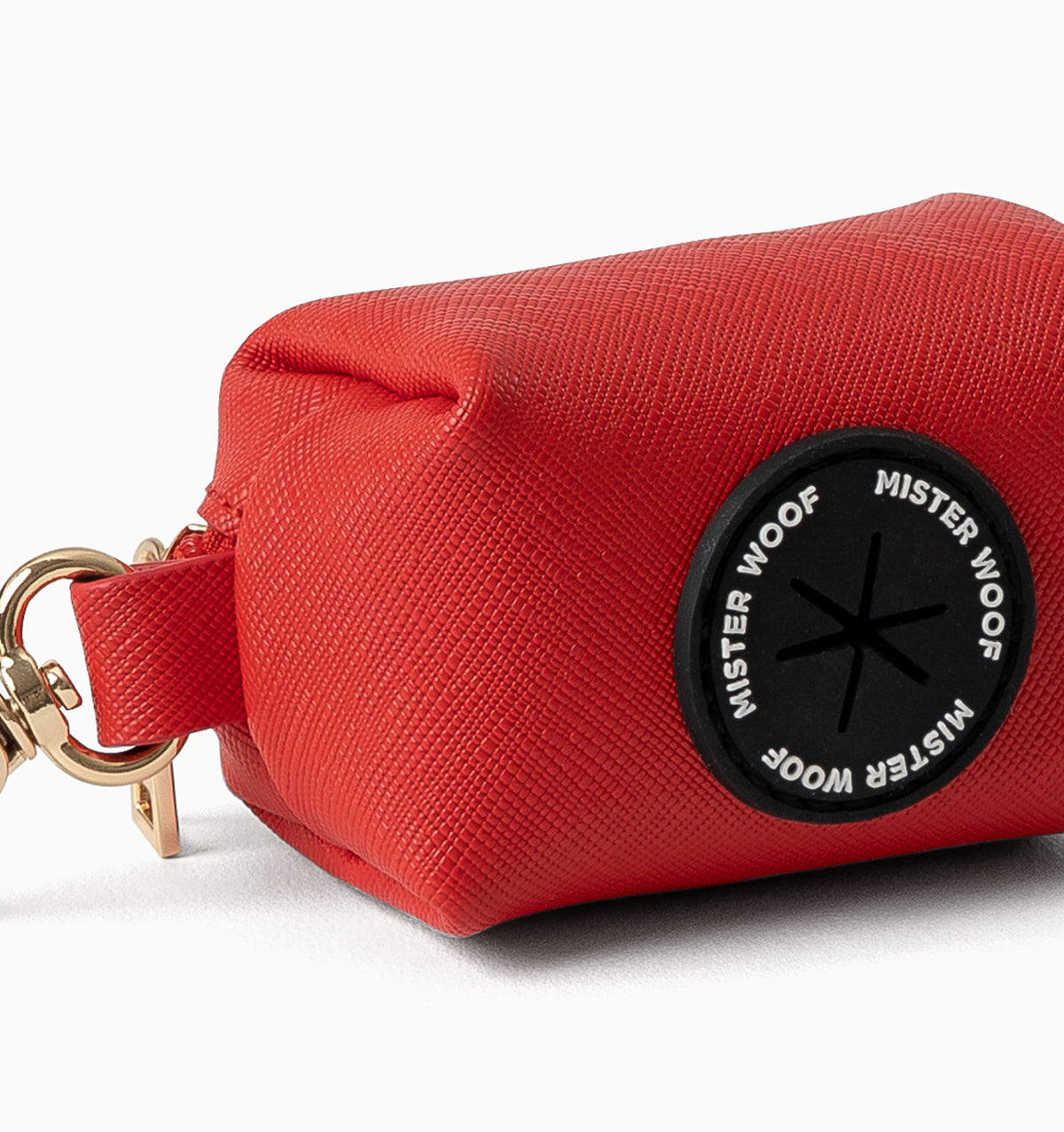 Red Leather Poop Bag Holder