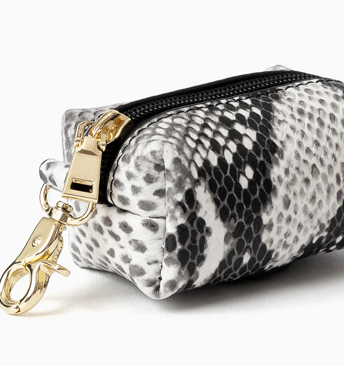 Snakeskin Print Leather Poop Bag Holder
