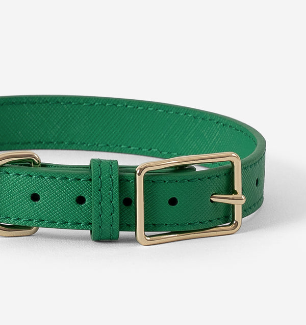 Bright Green Leather Dog Collar