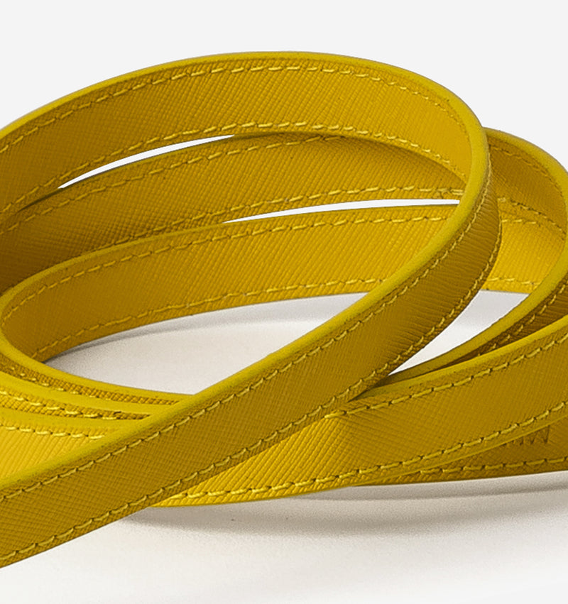 Bright Yellow Leather Skinny Dog Lead