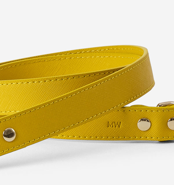 Bright Yellow Standard Leather Dog Lead
