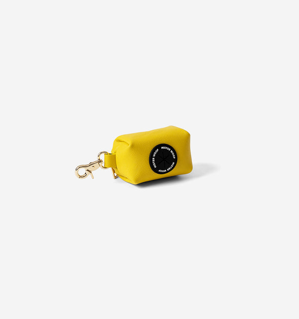 Bright Yellow Leather Poop Bag Holder