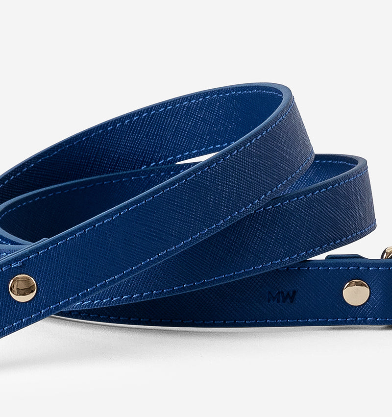 Cobalt Blue Standard Leather Dog Lead