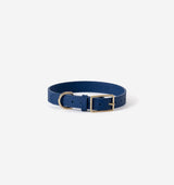 Cobalt Blue Leather Dog Collar