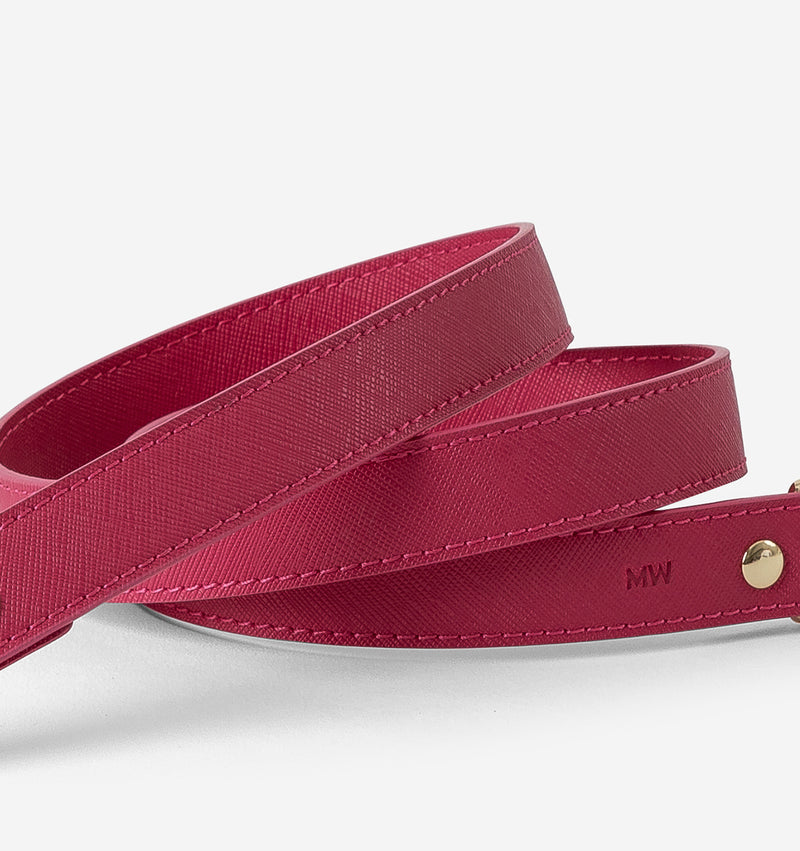 Hot Pink Standard Leather Dog Lead