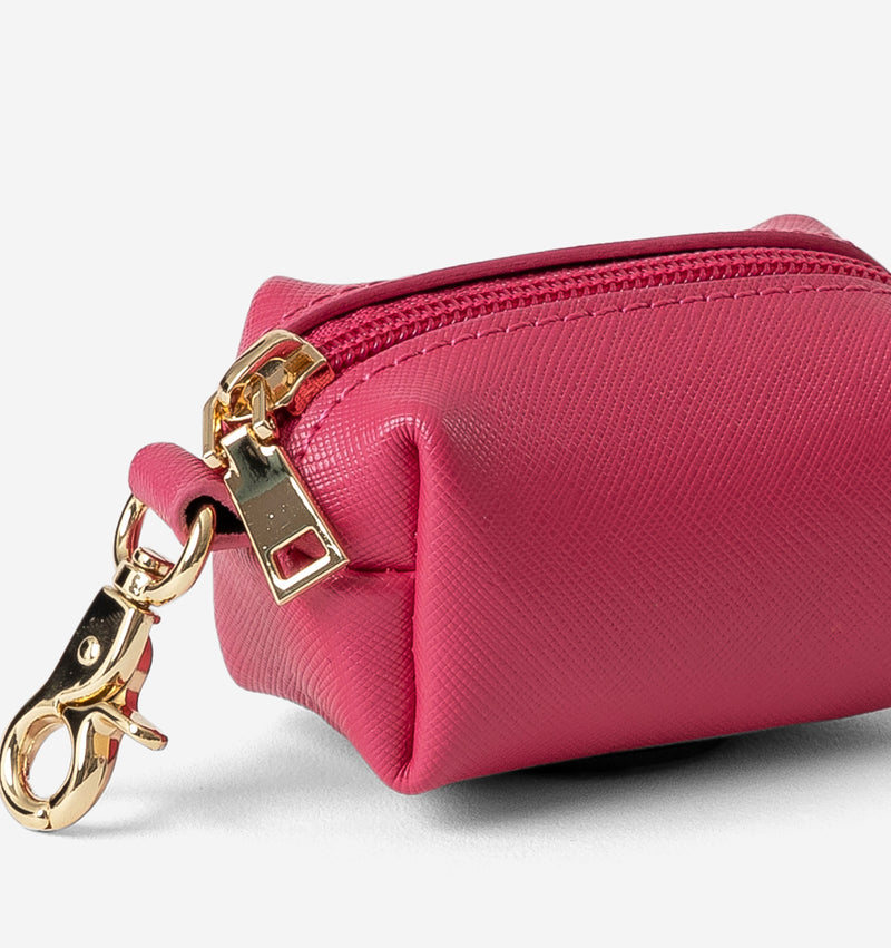 Hot Pink Leather Poop Bag Holder