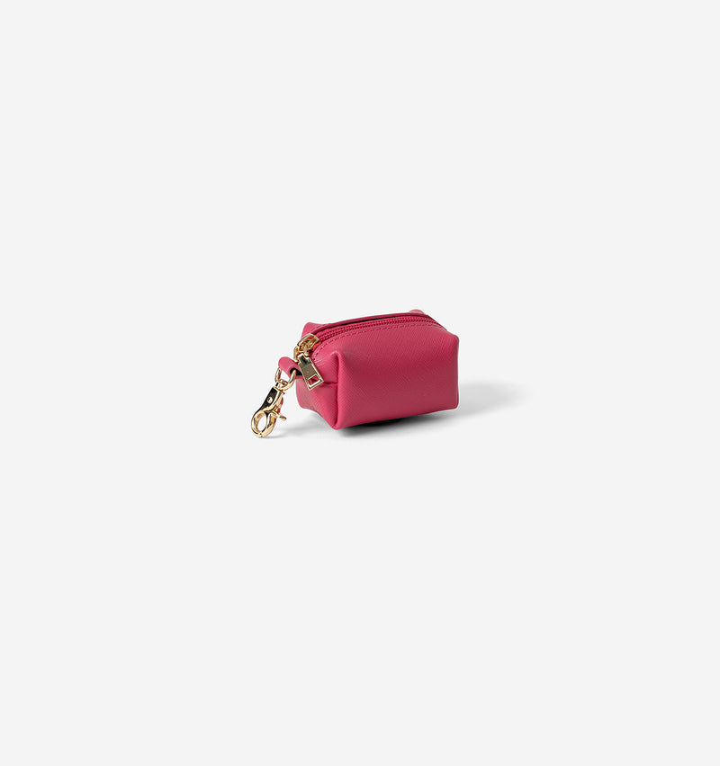 Hot Pink Leather Poop Bag Holder