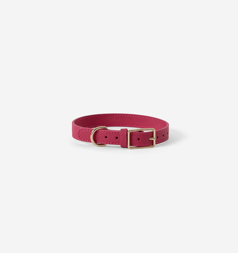 Hot Pink Leather Dog Collar