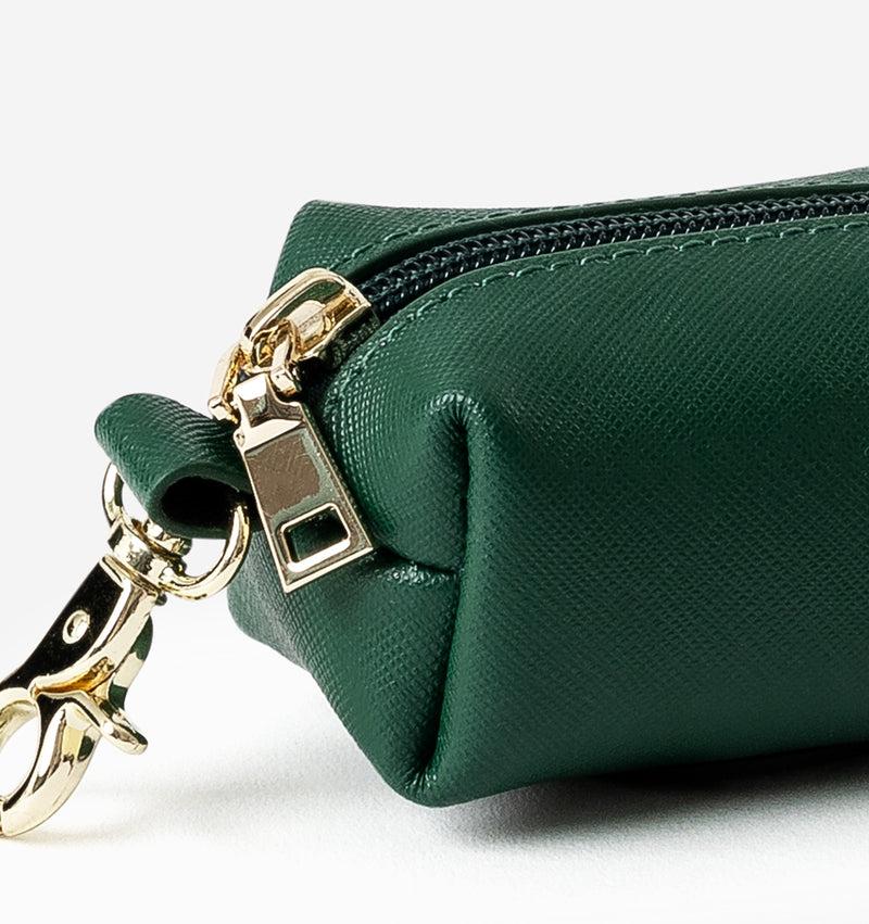Hunter Green Leather Poop Bag Holder
