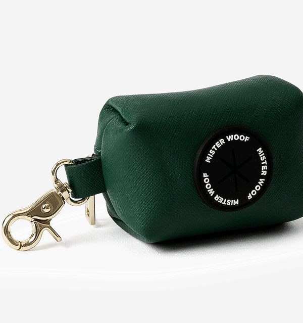 Hunter Green Leather Poop Bag Holder