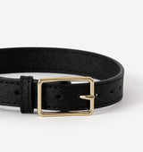 Jet Black Leather Dog Collar