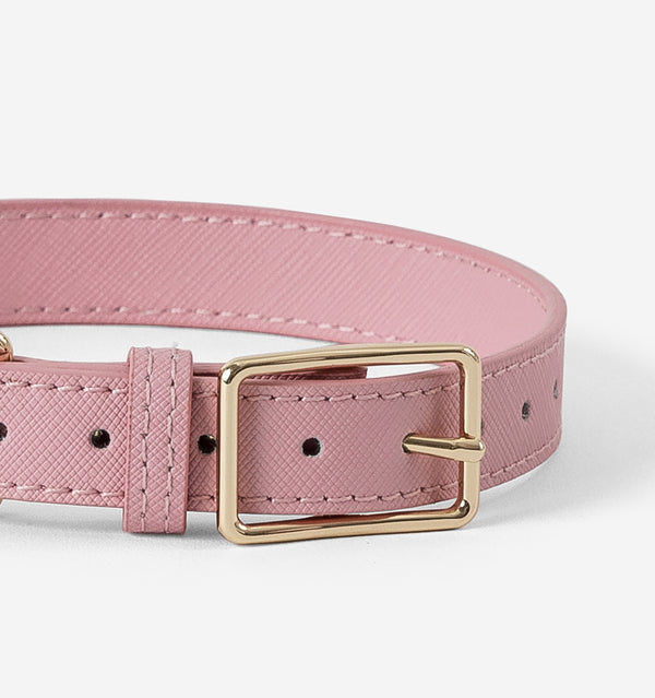 Soft Pink Leather Dog Collar