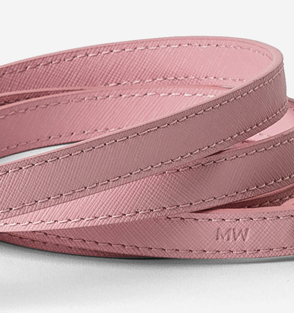Soft Pink Leather Skinny Dog Lead