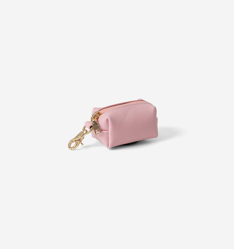 Soft Pink Leather Poop Bag Holder