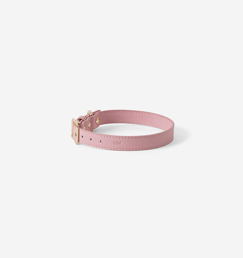 Soft Pink Leather Dog Collar