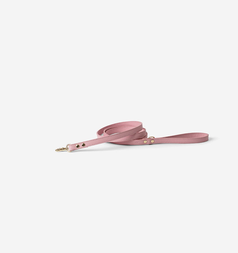 Soft Pink Leather Skinny Dog Lead