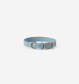 Pale Blue Leather Dog Collar