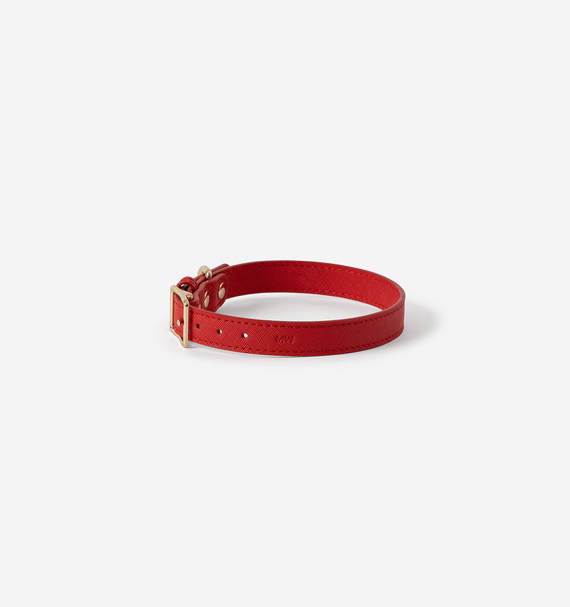 Red Leather Dog Collar