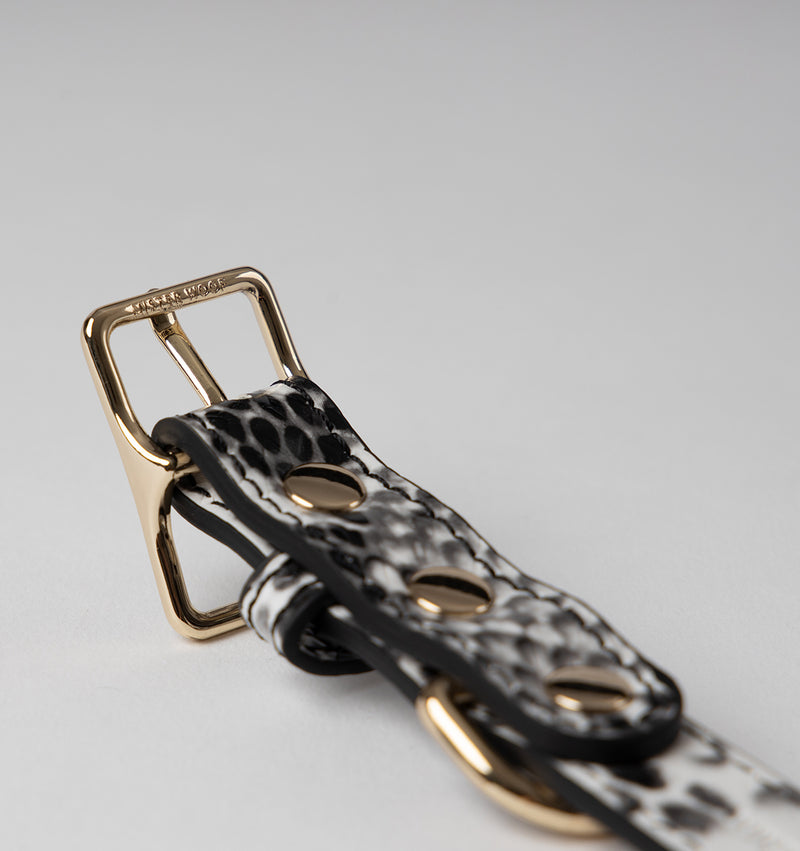 Snakeskin Print Leather Dog Collar