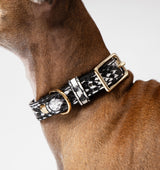 Snakeskin Print Leather Dog Collar