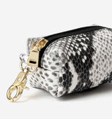 Snakeskin Print Leather Poop Bag Holder