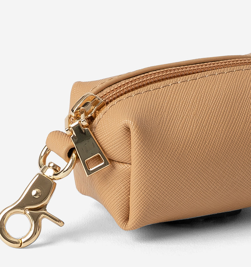 Tan Leather Poop Bag Holder