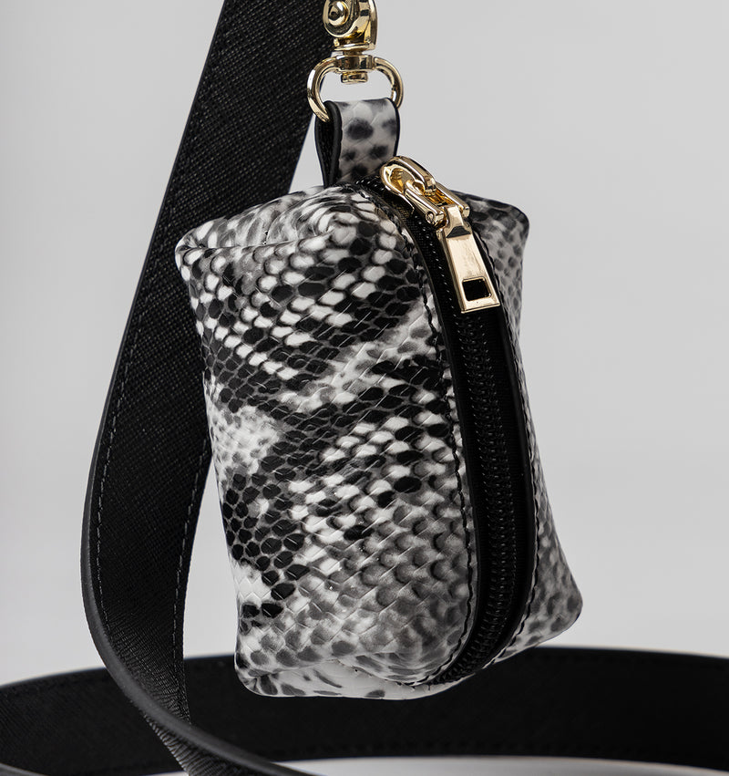 Snakeskin Print Leather Poop Bag Holder