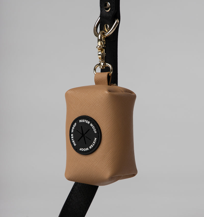 Tan Leather Poop Bag Holder