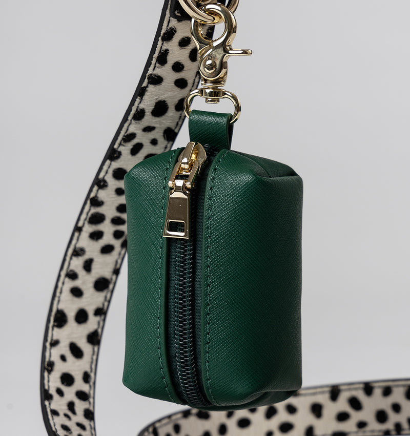 Hunter Green Leather Poop Bag Holder
