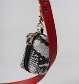 Snakeskin Print Leather Poop Bag Holder