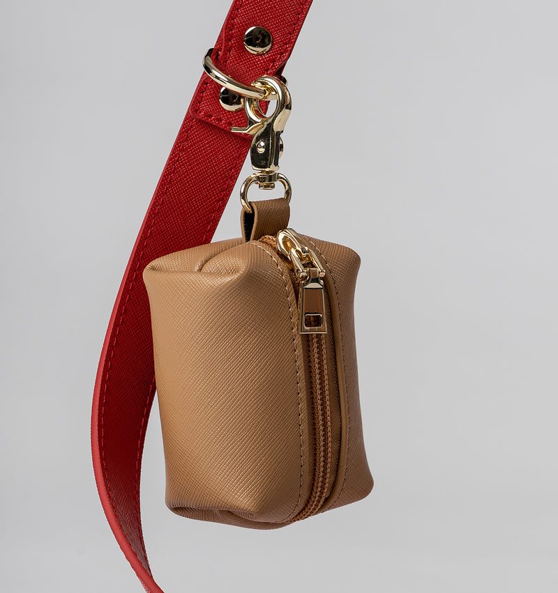 Tan Leather Poop Bag Holder