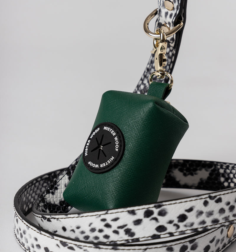 Hunter Green Leather Poop Bag Holder